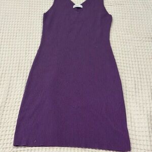 Purple Sleeveless Ribbed Dress
